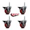 Service Caster 35 Inch Red Polyurethane Wheel Swivel 34 Inch Threaded Stem Caster Set with Brake SCC SCC-TS20S3514-PPUB-RED-PLB-34212-4 - alternate 4